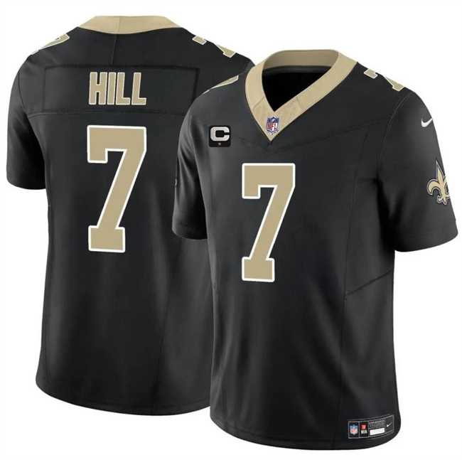 Men & Women & Youth New Orleans Saints #7 Taysom Hill Black 2024 F.U.S.E With 1-Star C Patch Vapor Limited Stitched Jersey